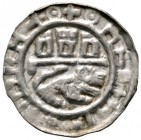 Altdeutsche Münzen und Medaillen 
 Bodenseeraum/Oberschwaben/Nordschweiz 
 Brakteat um 1170/80. Kauernder, nach rechts gerichteter Löwe unter dreitü...