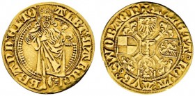 Altdeutsche Münzen und Medaillen 
 Brandenburg-Franken 
 Albrecht Achilles 1464-1486. Goldgulden o.J. -Schwabach-. v. Schr. 326ff, Slg. Wilm. 414, F...