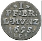 Altdeutsche Münzen und Medaillen 
 Brandenburg-Preußen 
 Friedrich III. 1688-1701 
 Einseitiger Pfennig 1695 -Berlin-. v.Schr. 721ff, Neum. 12.26. ...