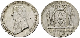 Altdeutsche Münzen und Medaillen 
 Brandenburg-Preußen 
 Friedrich Wilhelm III. 1797-1840 
 Taler 1801 A. AKS 10, J. 29, Thun 242, Kahnt 361. selte...