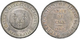 Altdeutsche Münzen und Medaillen 
 Brandenburg-Preußen 
 Friedrich Wilhelm III. 1797-1840 
 PROBE-5 Francs (ohne Wertangabe) 1814 -Paris-. Stempel ...