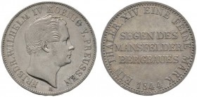 Altdeutsche Münzen und Medaillen 
 Brandenburg-Preußen 
 Friedrich Wilhelm IV. 1840-1861 
 Ausbeutetaler 1844 A. AKS 75, J. 75, Thun 257, Kahnt 376...