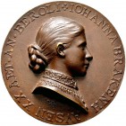 Altdeutsche Münzen und Medaillen 
 Brandenburg-Preußen 
 Wilhelm I. 1861-1888 
 Einseitige Brozegußmedaille 1883 von Pater, auf Johanna von Brakenh...
