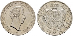 Altdeutsche Münzen und Medaillen 
 Braunschweig-Wolfenbüttel 
 Wilhelm 1831-1884 
 Taler 1854 B. AKS 80, J. 250, Thun 121, Kahnt 154. selten in die...