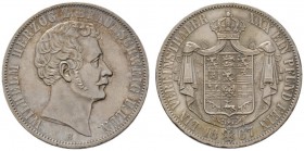 Altdeutsche Münzen und Medaillen 
 Braunschweig-Wolfenbüttel 
 Wilhelm 1831-1884 
 Vereinstaler 1867 B. AKS 81, J. 257, Thun 123, Kahnt 155. feine ...
