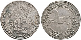 Altdeutsche Münzen und Medaillen 
 Braunschweig-Calenberg-Hannover 
 Christian Ludwig 1648-1665 
 Taler 1658 -Clausthal-. Fünffach behelmter Wappen...