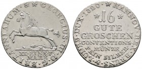 Altdeutsche Münzen und Medaillen 
 Braunschweig-Calenberg-Hannover 
 Georg III. 1760-1820 
 16 Gute Groschen 1820. Feinsilber. Welter 2818, J. 13a,...