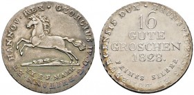Altdeutsche Münzen und Medaillen 
 Braunschweig-Calenberg-Hannover 
 Georg IV. 1820-1830 
 16 Gute Groschen 1828. AKS 38, J. 23h. Prachtexemplar mi...