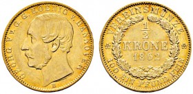 Altdeutsche Münzen und Medaillen 
 Braunschweig-Calenberg-Hannover 
 Georg V. 1851-1866 
 1/2 Vereinskrone 1862 -Hannover-. AKS 141, J. 134, Fr. 11...