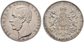 Altdeutsche Münzen und Medaillen 
 Braunschweig-Calenberg-Hannover 
 Georg V. 1851-1866 
 Doppelter Vereinstaler 1854 B. AKS 142, J. 88, Thun 173, ...