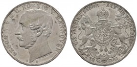 Altdeutsche Münzen und Medaillen 
 Braunschweig-Calenberg-Hannover 
 Georg V. 1851-1866 
 Vereinstaler 1861 B. AKS 144, J. 96, Thun 174, Kahnt 239....