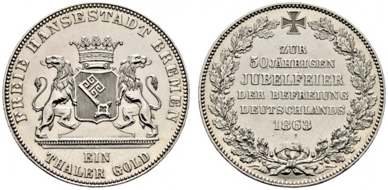 Altdeutsche Münzen und Medaillen 
 Bremen, Stadt 
 Taler 1863. Befreiung Deuts...