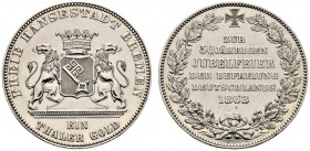 Altdeutsche Münzen und Medaillen 
 Bremen, Stadt 
 Taler 1863. Befreiung Deutschlands. AKS 14, J. 26, Thun 124, Kahnt 161. minimal berieben, vorzügl...