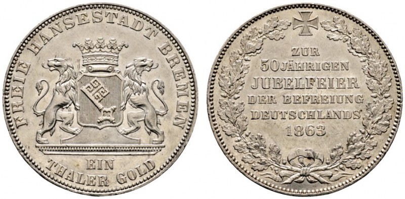 Altdeutsche Münzen und Medaillen 
 Bremen, Stadt 
 Taler 1863. Befreiung Deuts...