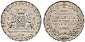 Altdeutsche Münzen und Medaillen 
 Bremen, Stadt 
 Taler 1863. Befreiung Deutschlands. AKS 14, J. 26, Thun 124, Kahnt 161. minimale Kratzer und Rand...