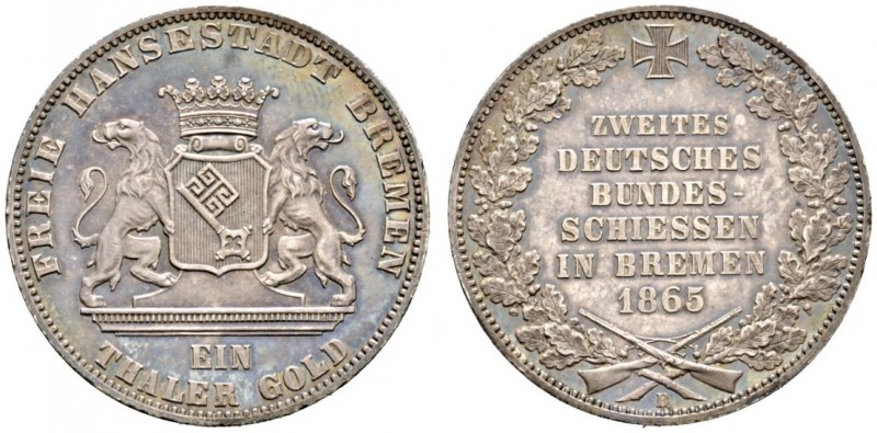 Altdeutsche Münzen und Medaillen 
 Bremen, Stadt 
 Taler 1865 B. Zweites Deuts...