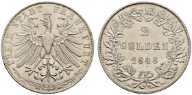 Altdeutsche Münzen und Medaillen 
 Frankfurt, Stadt 
 Doppelgulden 1846. AKS 5, J. 28, Thun 132, Kahnt 173. kleine Kratzer, fast vorzüglich