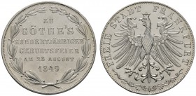Altdeutsche Münzen und Medaillen 
 Frankfurt, Stadt 
 Doppelgulden 1849. Goethes Geburtstag. AKS 41, J. 48, Thun 137, Kahnt 178. fast Stempelglanz