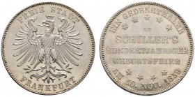 Altdeutsche Münzen und Medaillen 
 Frankfurt, Stadt 
 Gedenktaler 1859. Schillers Geburtstag. AKS 43, J. 50, Thun 139, Kahnt 167. vorzüglich-Stempel...