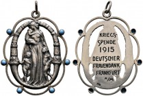 Altdeutsche Münzen und Medaillen 
 Frankfurt, Stadt 
 Tragbare, durchbrochen gearbeitete Silberplakette 1915 unsigniert. Kriegsspende deutscher Frau...