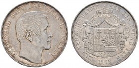 Altdeutsche Münzen und Medaillen 
 Hessen-Homburg 
 Ferdinand 1848-1866. Vereinstaler 1863. AKS 172, J. 9, Thun 202, Kahnt 270. feine Patina, winzig...