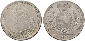 Altdeutsche Münzen und Medaillen 
 Hohenzollern-Hechingen 
 Hermann Friederich Otto 1798-1810 
 Konventionstaler 1804 -Stuttgart-. Stempel von J.L....