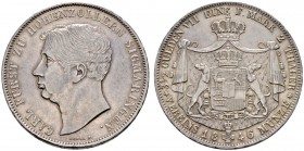 Altdeutsche Münzen und Medaillen 
 Hohenzollern-Sigmaringen 
 Karl 1831-1848 
 Doppelter Vereinstaler 1846. AKS 9, J. 16, Thun 207, Kahnt 276. fein...