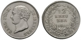 Altdeutsche Münzen und Medaillen 
 Isenburg 
 Carl 1806-1813. 12 Kreuzer 1811. AKS 3, J. 2. zaponiert, vorzüglich