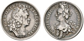 Altdeutsche Münzen und Medaillen 
 Jülich-Kleve-Berg 
 Johann Wilhelm II. von Pfalz-Neuburg 1679-1716. Kleine Silbermedaille o.J. (1708) von J. Selt...