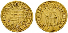 Altdeutsche Münzen und Medaillen 
 Köln, Erzbistum 
 Dietrich von Mörs 1414-1463. Goldgulden o.J. (1415) -Bonn-. Quadrierter Schild Köln-Mörs im Dre...