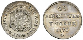 Altdeutsche Münzen und Medaillen 
 Konstanz, Bistum 
 Franz Conrad von Rodt 1750-1775. 1/48 Konventionstaler 1772 -Günzburg-. Berst. 418, Klein S. 1...