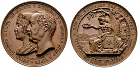 Altdeutsche Münzen und Medaillen 
 Lippe-Detmold 
 Paul Alexander Leopold 1802-1851. Bronzemedaille 1845 von Lorenz, auf seine Silberhochzeit mit Em...