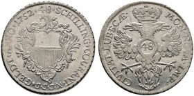 Altdeutsche Münzen und Medaillen 
 Lübeck, Stadt 
 Couranttaler zu 48 Schilling 1752. Behr. 291, Dav. 2420, J. 22. vorzüglich