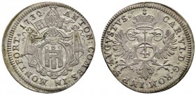 Altdeutsche Münzen und Medaillen 
 Montfort, Grafschaft 
 Anton der Jüngere 1693-1733 
 Batzen 1732. Mit Titulatur Kaiser Karl VI. Ebner 270. vorzü...