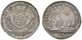 Altdeutsche Münzen und Medaillen 
 Württemberg 
 Karl Eugen 1744-1793 
 Silberabschlag vom Dukat 1749. Hochzeitsgeschenk der Städte und Ämter anläs...