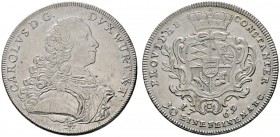 Altdeutsche Münzen und Medaillen 
 Württemberg 
 Karl Eugen 1744-1793 
 Konventionstaler 1769. KR 370, Ebner 196, Dav. 2866. Avers minimal justiert...