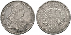 Altdeutsche Münzen und Medaillen 
 Württemberg 
 Karl Eugen 1744-1793 
 Konventionstaler 1769. KR 370.1, Ebner 197, Dav. 2866A. feine Patina, leich...