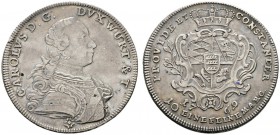 Altdeutsche Münzen und Medaillen 
 Württemberg 
 Karl Eugen 1744-1793 
 Konventionstaler 1769. KR 370.1a, Ebner 197, Dav. 2866. kleiner Randfehler,...