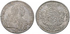 Altdeutsche Münzen und Medaillen 
 Württemberg 
 Karl Eugen 1744-1793 
 Konventionstaler 1776. Hüftbild im Harnisch mit offenen Haaren nach rechts ...
