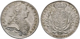 Altdeutsche Münzen und Medaillen 
 Württemberg 
 Karl Eugen 1744-1793 
 Konventionstaler 1784. KR 377, Ebner 250, Dav. 2871. beidseitig leichte Kra...