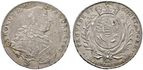 Altdeutsche Münzen und Medaillen 
 Württemberg 
 Karl Eugen 1744-1793 
 Konventionstaler 1784. KR 377.1, Ebner 251, Dav. 2871. selten, feine Patina...