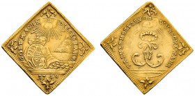 Altdeutsche Münzen und Medaillen 
 Württemberg 
 Karl Eugen 1744-1793 
 Dukatenklippe 1748 auf das Neue Jahr und die bevorstehende Hochzeit. Stempe...