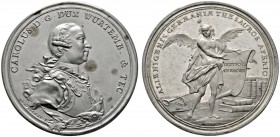 Altdeutsche Münzen und Medaillen 
 Württemberg 
 Karl Eugen 1744-1793 
 Preismedaille der Hohen Karlsschule in Zinn o.J. von J.M. Bückle. Für Deuts...