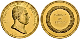 Altdeutsche Münzen und Medaillen 
 Württemberg 
 Friedrich II./I. 1797-1806-1816 
 Goldene Prämienmedaille zu 15 Dukaten o.J. von J.L. Wagner, der ...