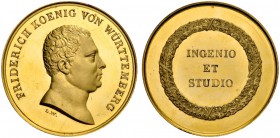 Altdeutsche Münzen und Medaillen 
 Württemberg 
 Friedrich II./I. 1797-1806-1816 
 Goldene Prämienmedaille zu 15 Dukaten o.J. von J.L. Wagner, der ...