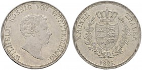 Altdeutsche Münzen und Medaillen 
 Württemberg 
 Wilhelm I. 1816-1864 
 Kronentaler 1825. KR 63c, AKS 66 Anm., J. 55, Thun 434, Kahnt 586. winziger...
