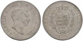 Altdeutsche Münzen und Medaillen 
 Württemberg 
 Wilhelm I. 1816-1864 
 Kronentaler 1825. KR 63c, AKS 66 Anm., J. 55, Thun 434, Kahnt 586. Revers w...