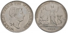 Altdeutsche Münzen und Medaillen 
 Württemberg 
 Wilhelm I. 1816-1864 
 Kronentaler 1833. Auf die Handelsfreiheit. KR 66.1, AKS 67, J. 56, Thun 435...