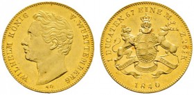 Altdeutsche Münzen und Medaillen 
 Württemberg 
 Wilhelm I. 1816-1864 
 Dukat 1840. KR 88, Fr. 3611, AKS 60, J. 73a, Slg. Hermann 471. 3,48 g. vorz...