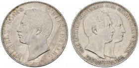 Altdeutsche Münzen und Medaillen 
 Württemberg 
 Wilhelm I. 1816-1864 
 Doppelter Vereinstaler 1846. Auf die Hochzeit des Kronprinzen Karl mit Olga...
